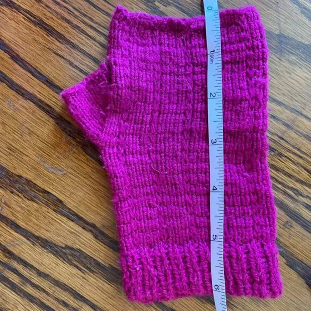 Handmade Magenta Pink Knit Fingerless Gloves Arm Warmers Winter‎ Accessories